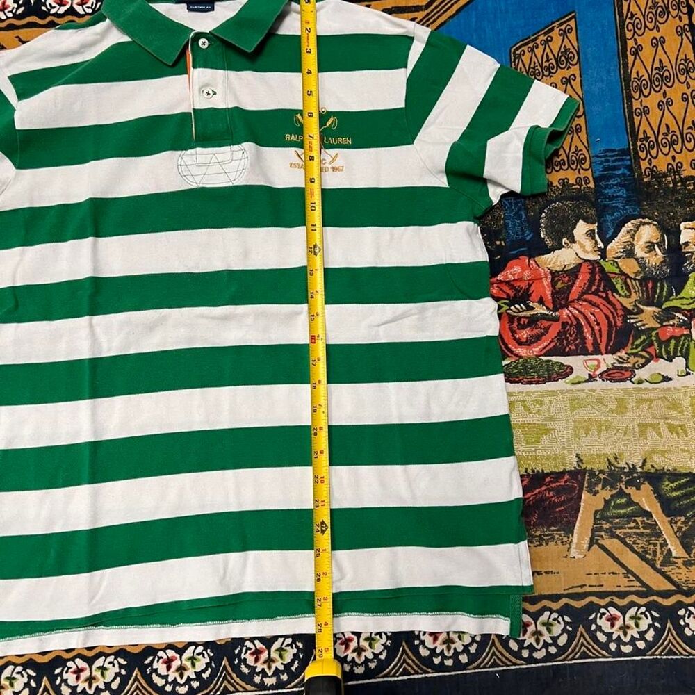 Ralph Lauren striped rugby polo shirt Size xxl green white big pony chief keef - Picture 7 of 8